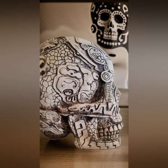 Mesoamerican Maya Aztec God's Skull Figurine 8" Long - Picture 9 of 13
